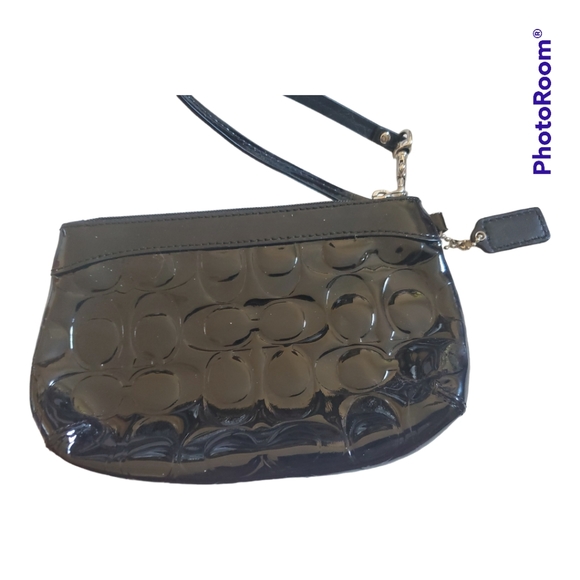 COACH Black Patent Wristlet Clutch Wallet - Picture 4 of 5